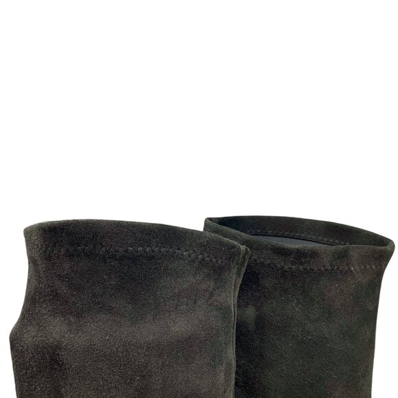 Bergdorf Goodman Black Suede Stretch Pull On Heeled‎ Tall Boots - Picture 9 of 14